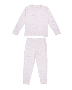 Children’s two-piece pajama set in pink and grey stars print
